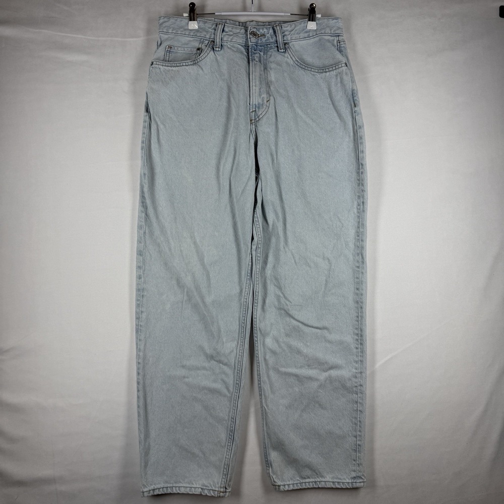 H&M Mens 32x32 Loose Ample Jeans Light Wash Blue Baggy Wide Leg Denim